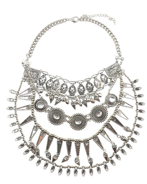 Silver Chunky Boho Layered Necklace