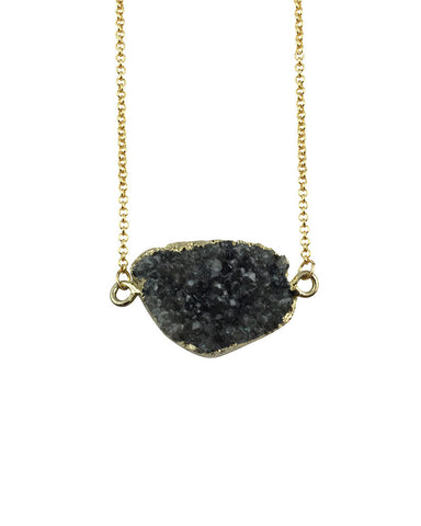 Crave Salt Druzy Quartz Gold Pendant Necklace