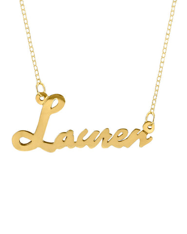Gold Cursive Name Plate Necklace