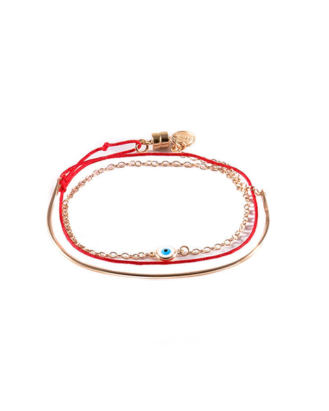 Dafne Evil Eye Arch Wrap Bracelet Red  