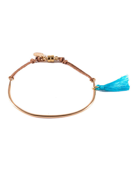 Dafne Arch Pom Pom Bracelet Aqua and Taupe