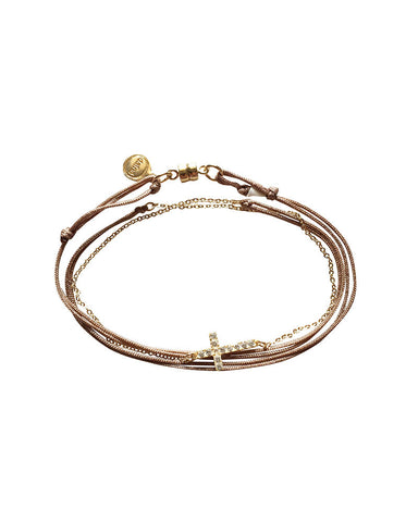 Dafne Bracelet Pave Cross Taupe