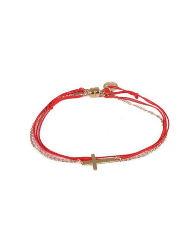Dafne Cross Wrap Bracelet Red 