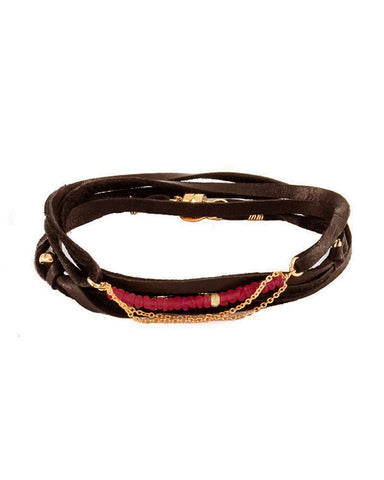brown ruby leather bracelet womens jewelry designer dafne
