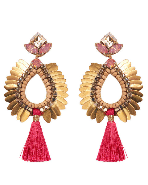 Gold big earrings casual dress fancy hanging dangling gold deepa gurnani