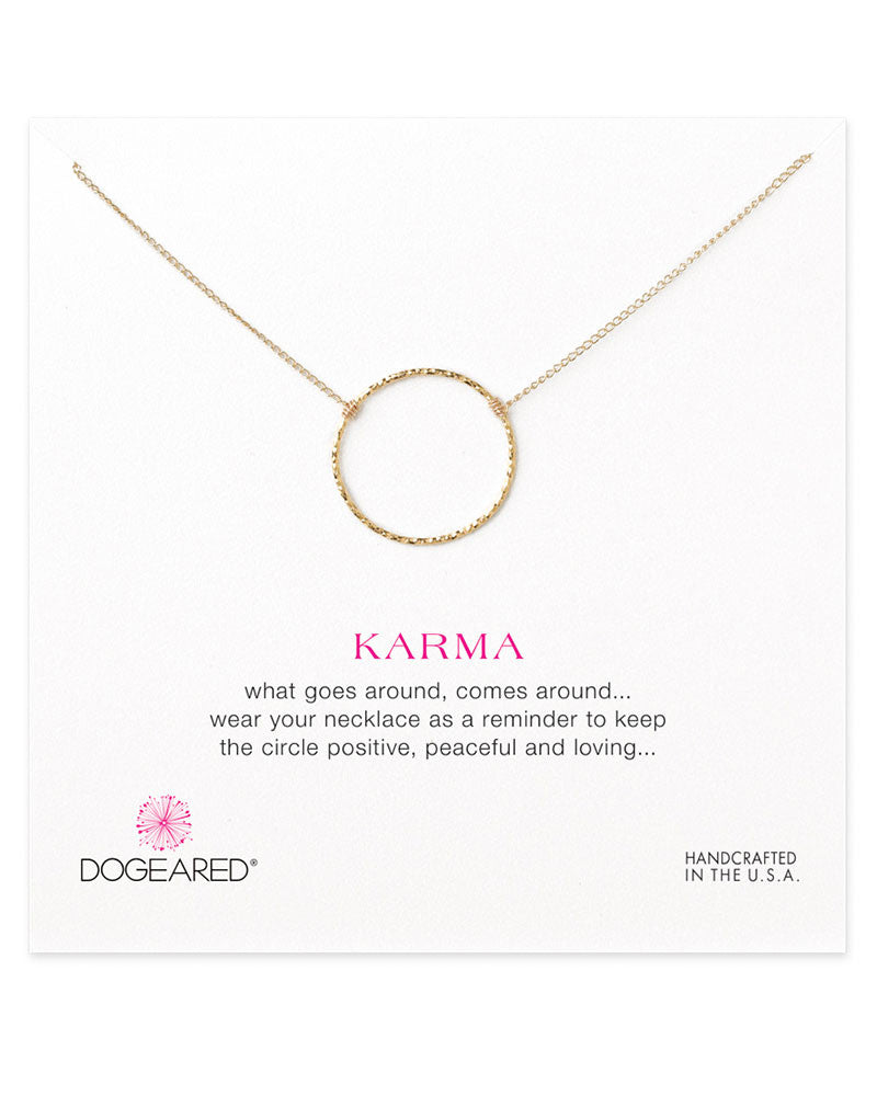 dogearred large circle karma charm necklace