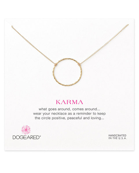 dogearred large circle karma charm necklace