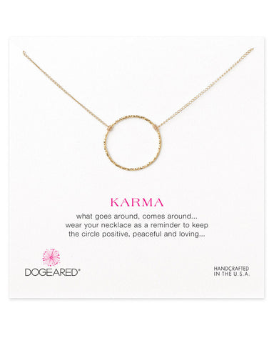 dogearred large circle karma charm necklace