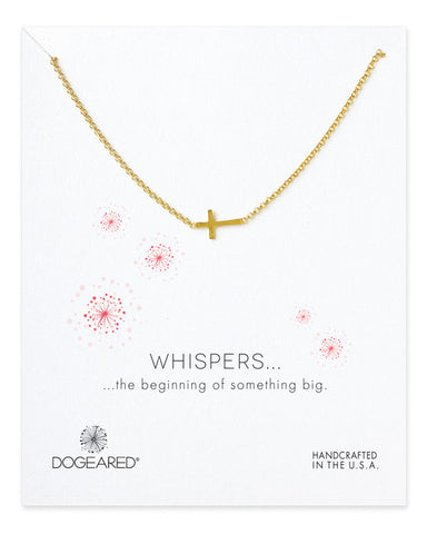 dogeared gold whispers sideways cross necklace