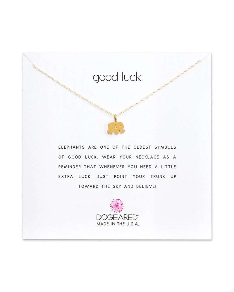 dogeared good luck elephant gold necklace