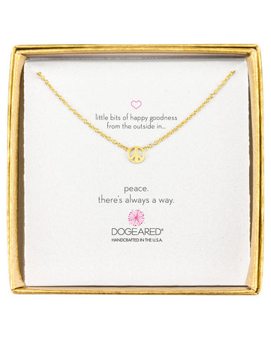 dogeared charm necklace with little peace sign