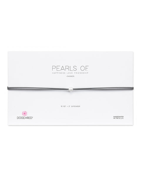 Dogeared pearl choker black string