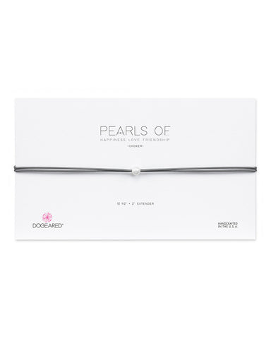 Dogeared pearl choker black string