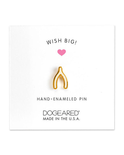 white wishbone enamel pin