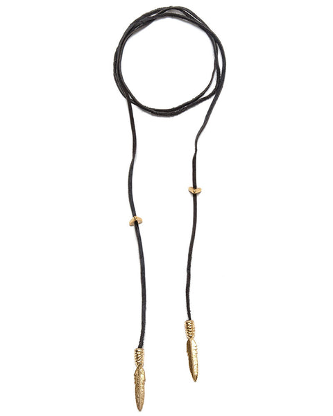 electric picks tribe bolo black leather necklace