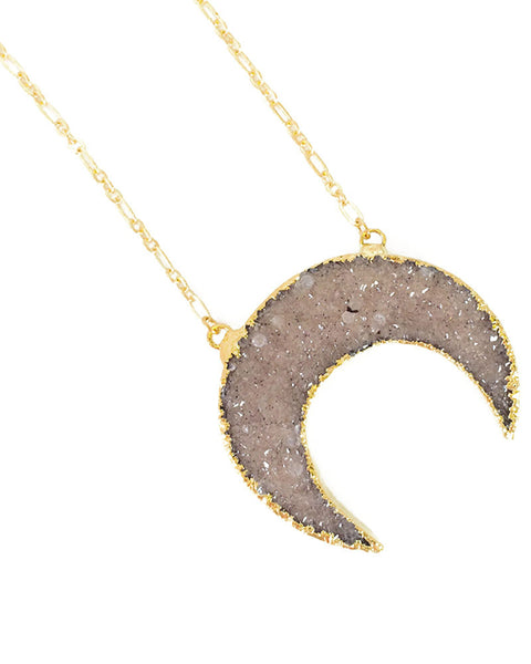 crescent moon shaped druzy elizabeth stone