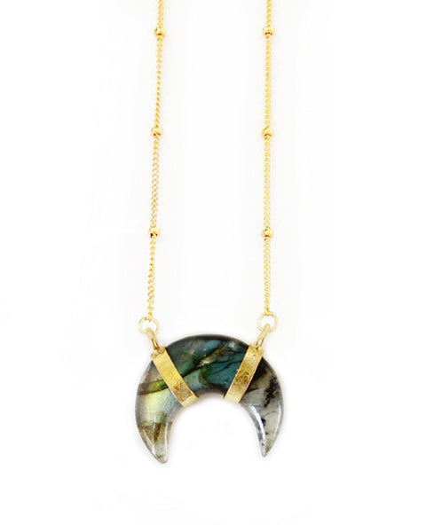 elizabeth stone crescent moon labradorite necklace