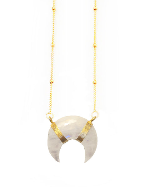 elizabeth stone crescent moonstone necklace