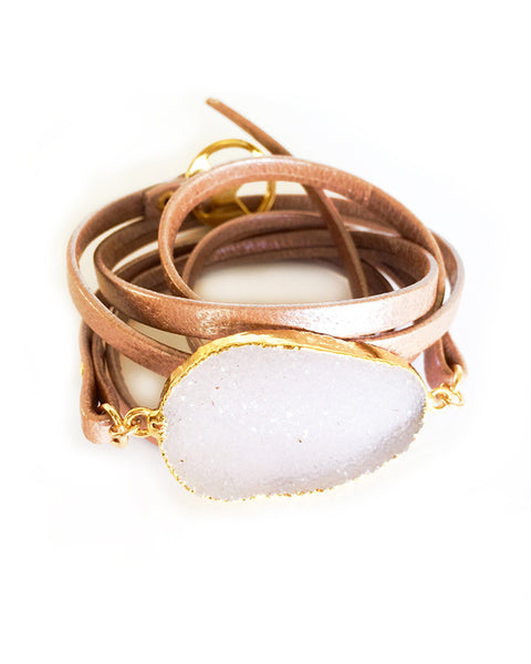 Rose Gold druzy wrap bracelet elizabeth stone