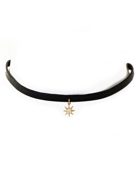 black leather elizabeth stone choker