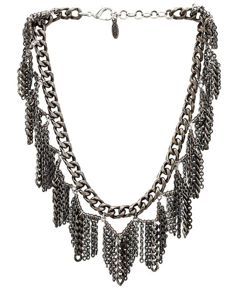 Ettika Boho Fringe Silver Necklace