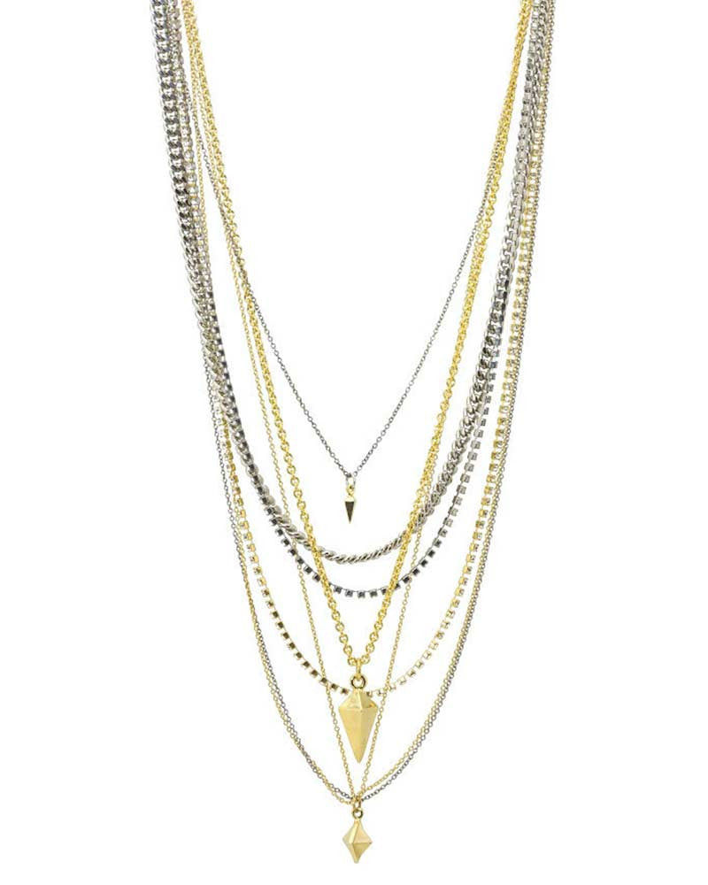 Ettika Mixed Metal Pyramid and Spike Necklace