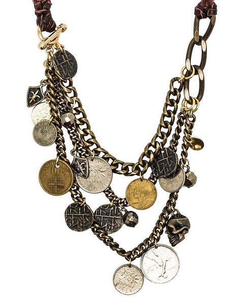 Ettika Coin Necklace with Skull