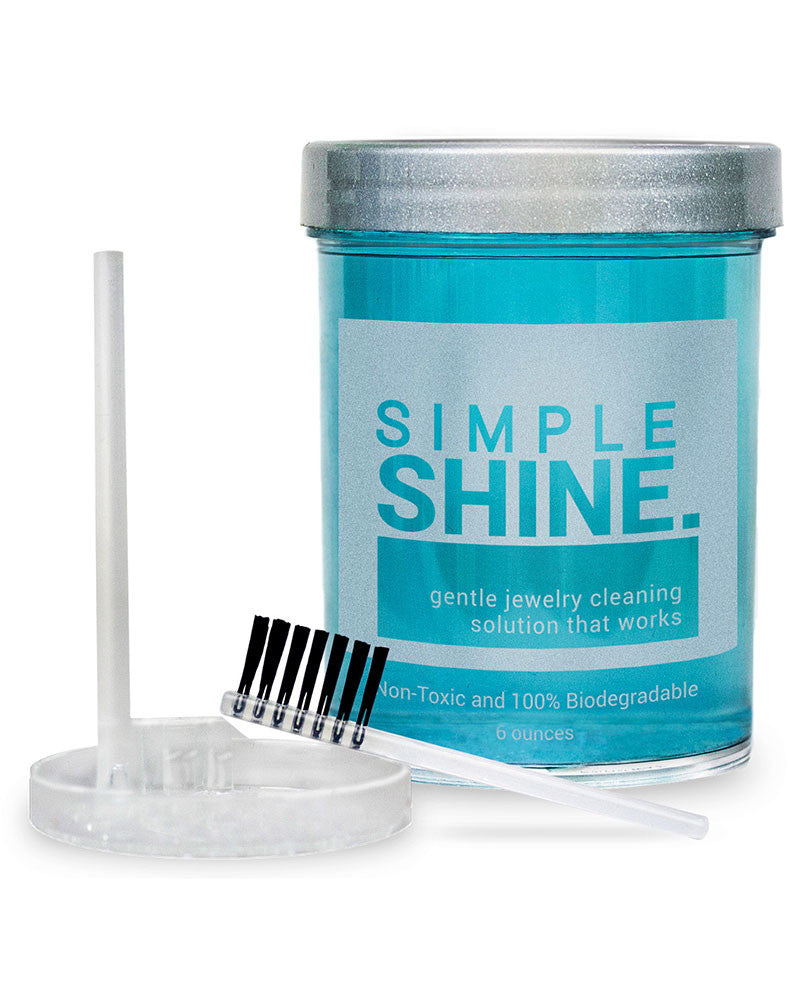 Have you tried our Gentle Jewelry Cleaner Solution? Made with non-toxic  ingredients, safe for gold jewelry, titanium, soft stones, and you. It's  that, By Simple Shine