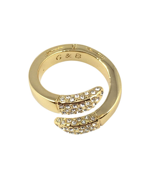 Giles and Brother Double Spike Bypass Ring Pave Gold