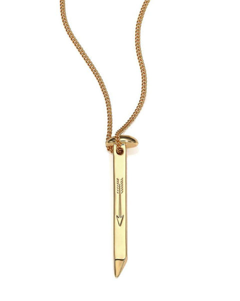 Gold Railroad Spike Charm Necklace