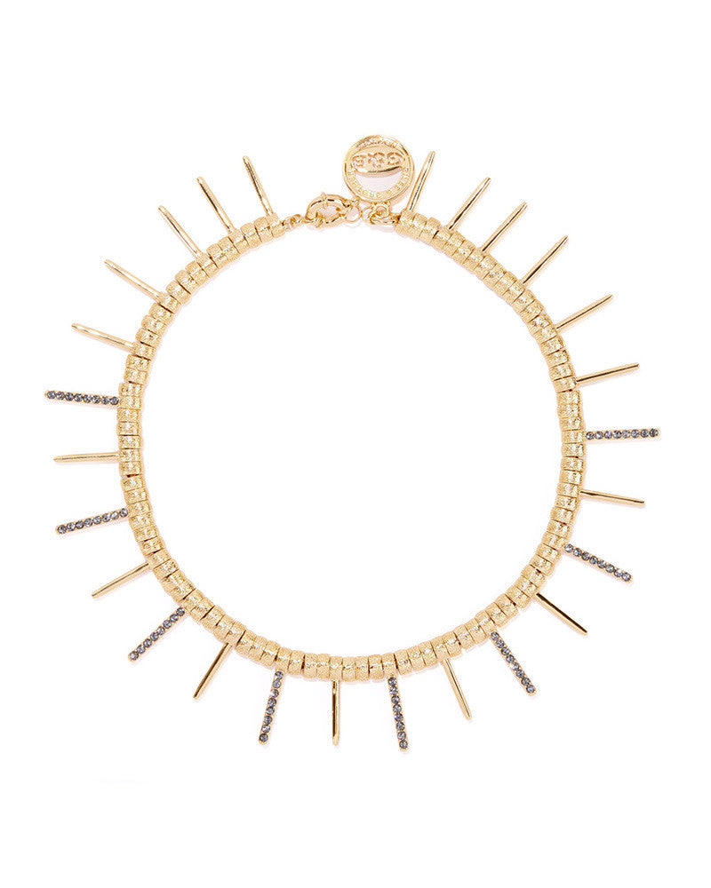 Giles and Brother Gold Ray Pave Spiked Choker