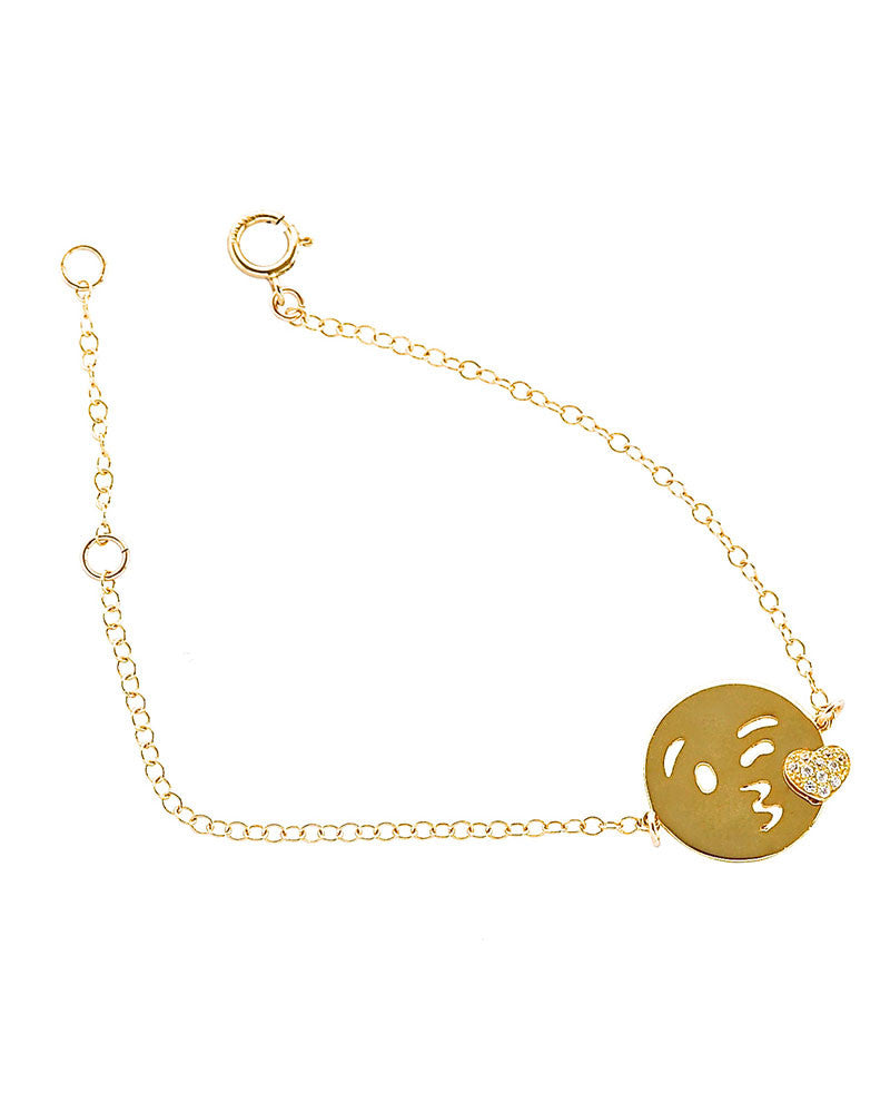 emoji kisses bracelet gold