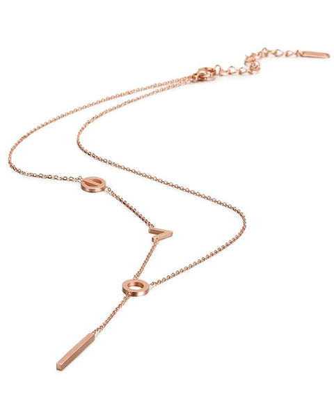 love lariat words rose gold