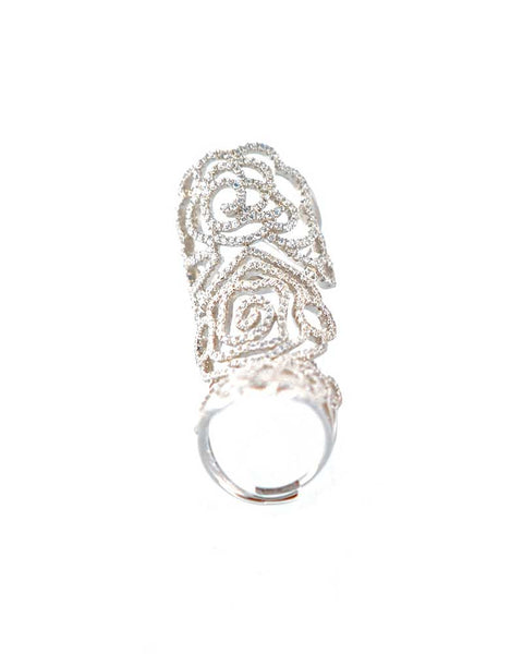 Silver Hinged Pave Ring Rosa from Gina Cueto