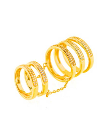 Two Gold Rings Connected With Chain Gina Cueto Double Miley