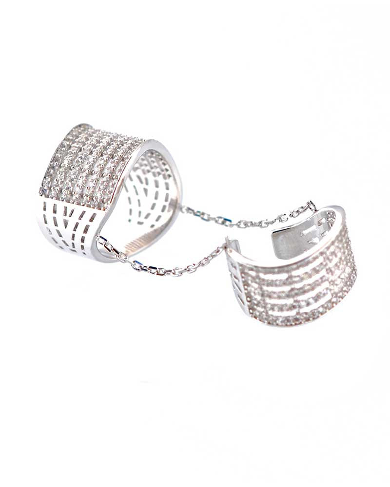 Two Silver Rings Connected With Chain Stella Gina Cueto