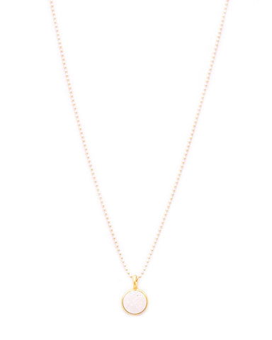 gold and gray white tiny druzy necklace