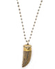 Gold and Gray Pyrite and Brass Horn Necklace