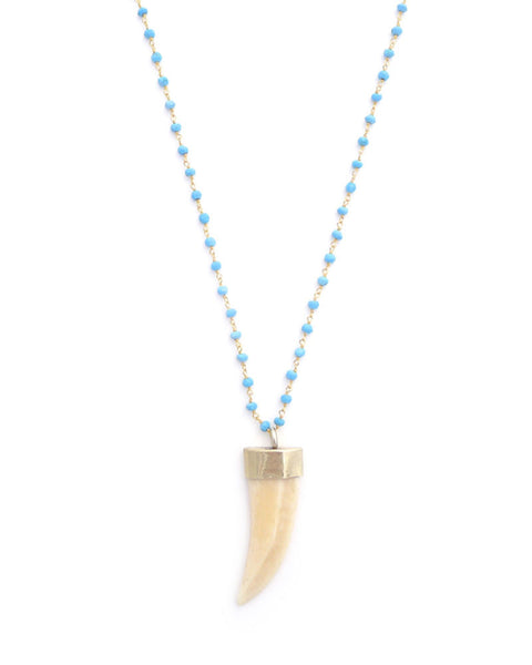 Gold and Gray Turquoise Horn Necklace 