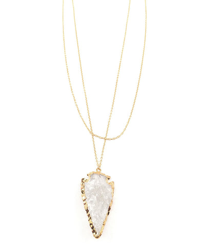 Gold and Quartz Arrowhead Necklace 
