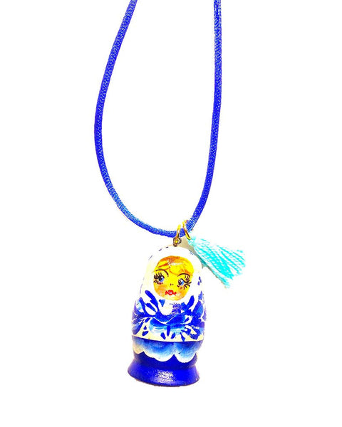 Gunner and Lux Agatha Blue Stacking Doll Necklace