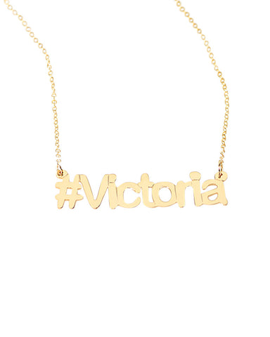 personalized hash tag gold necklace
