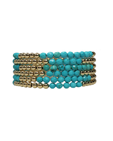 turquoise bracelet beaded gold stack womens ladies girls