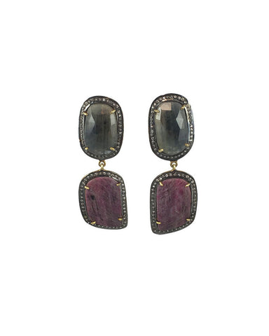 Jaimie Nicole Pink Gray Pave Sapphire Earrings