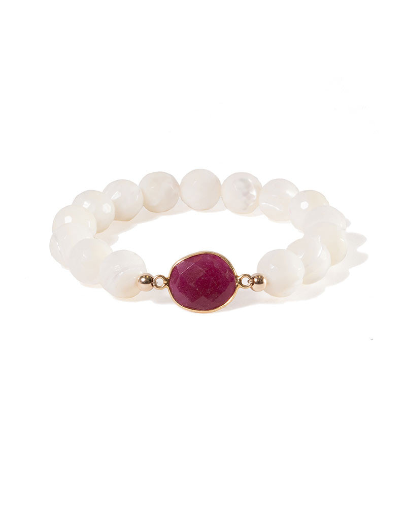 Jaimie Nicole Dyed Ruby Mother of Pearl Bracelet