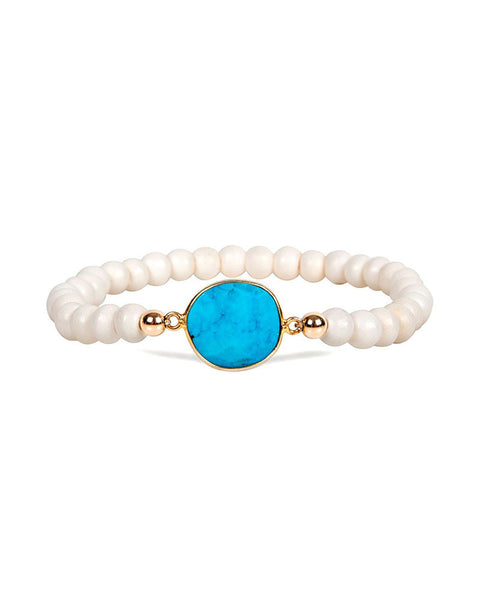 Jaimie Nicole Bone Beaded and Turquoise Bracelet