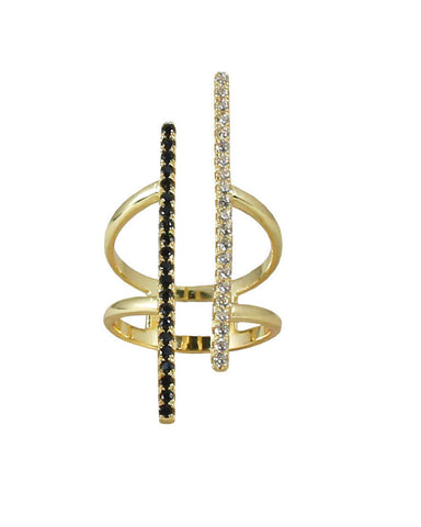 Gold Jaimie Nicole Two Pave Bar Ring