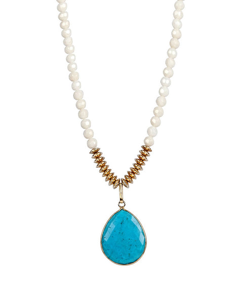 Jaimie Nicole | Mother of Pearl Turquoise Teardrop Necklace