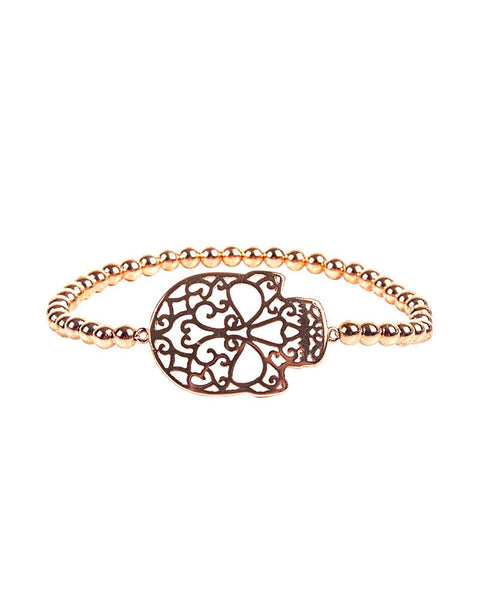 Jaimie Nicole Rose Gold Skull Bracelet 