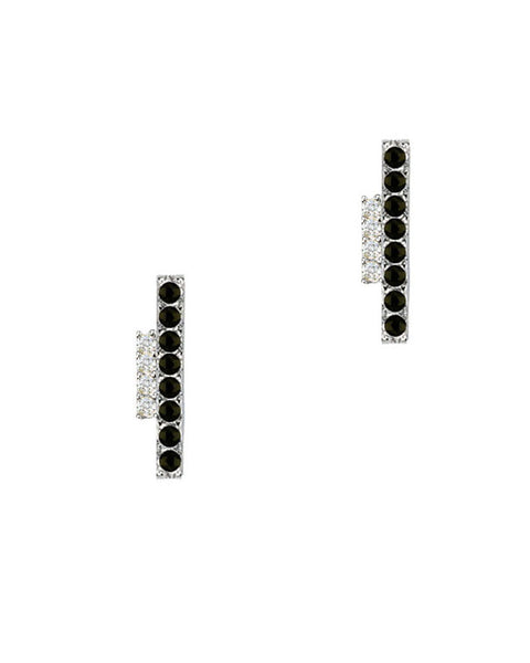 Silver CZ and onyx stud earrings